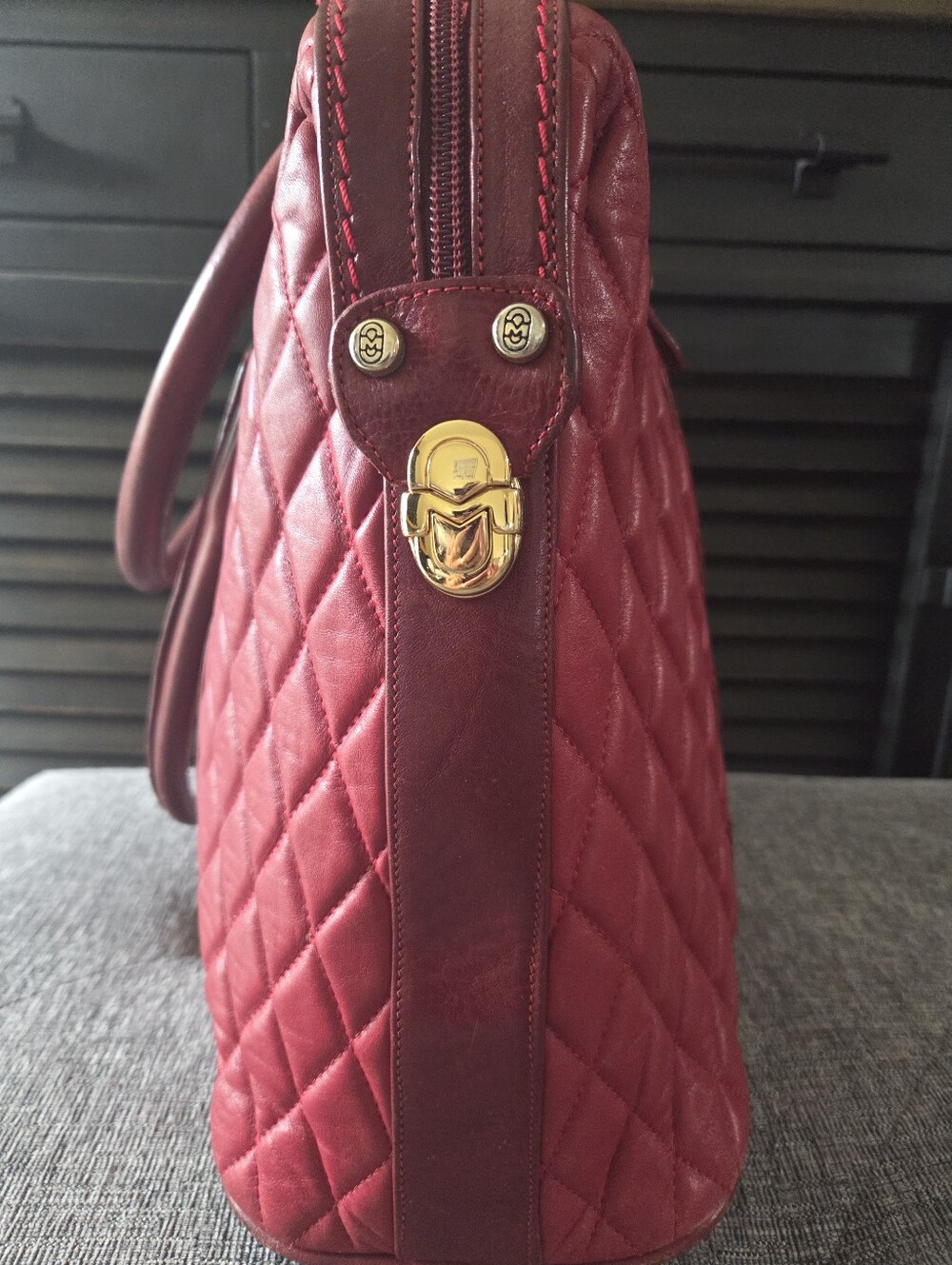 Marino Orlandi Red Quilted Leather Tote Bag - Picture 8 of 16